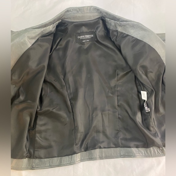 JENNIFER TATTANELLI Gray Antique Leather Short Moto Jacket SZ 46 (10US) - Picture 8 of 12